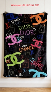 Chanel Dior LV Graffiti Flannel Throw Blanket IMG_7139